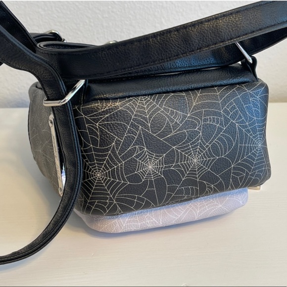 Betsey Johnson Vampire Cat Spider web print Halloween Mini Backpack purse bag - Picture 5 of 9